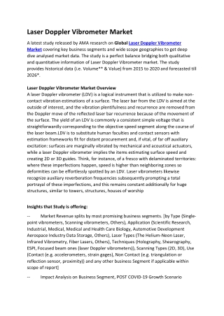 Laser Doppler Vibrometer Market Gains Momentum as Tech Giants Increasing R&D Eff