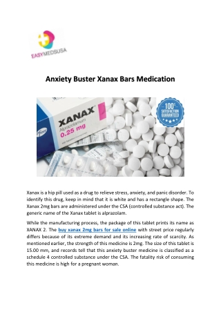 Anxiety Buster Xanax Bars Medication