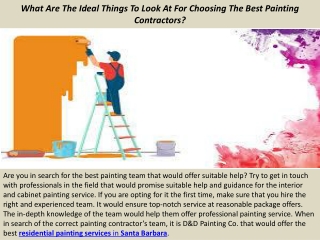 What Are The Ideal Things To Look At For Choosing The Best Painting Contractors?