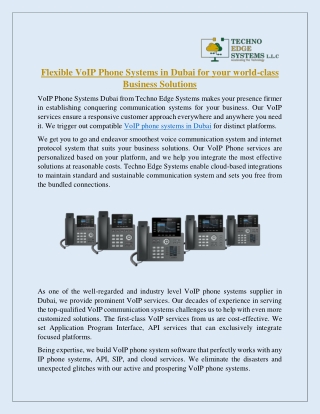 Flexible VoIP Phone Systems in Dubai for your Business Solutions