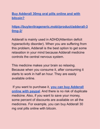 Buy Adderall 30mg oral pills online and with bitcoin