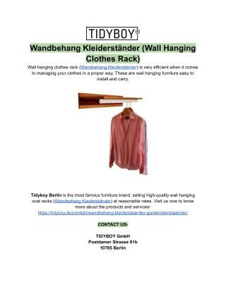 Wandbehang Kleiderständer (Wall Hanging Clothes Rack)