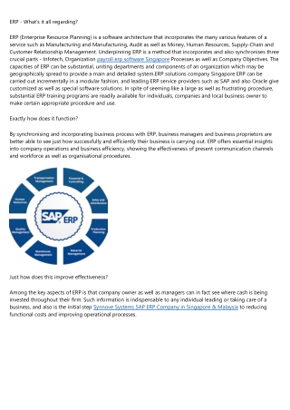 Improving Efficiency With ERP