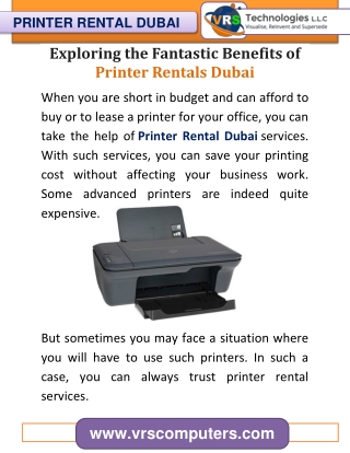 Fantastic Benefits of Printer Rentals Dubai
