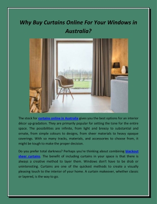 Why Buy Curtains Online For Your Windows in Australia