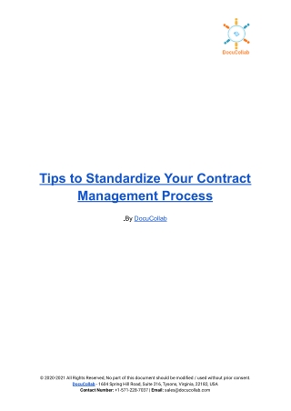 Tips to Standardize Your Contract Management Process