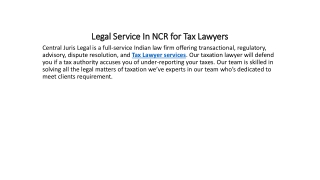 Legal Service In NCR for Tax Lawyers