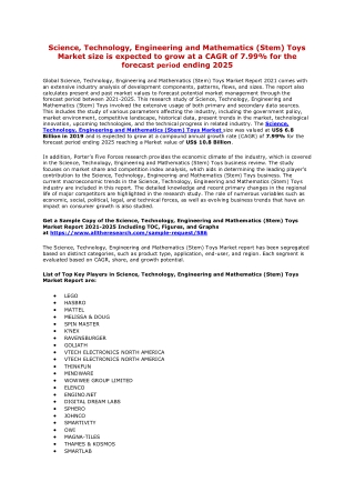 Science, Technology, Engineering and Mathematics (Stem) Toys - Market