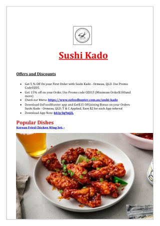 5% Off - Sushi Kado Restaurant Ormeau Delivery, QLD