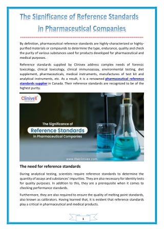 The Significance of Reference Standards in Pharmaceutical Companies