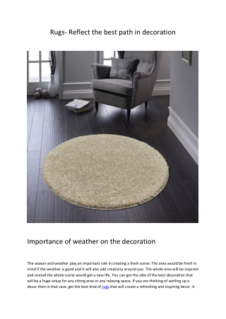 Rugs- Reflect the best path in decoration