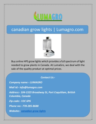 canadian grow lights | Lumagro.com