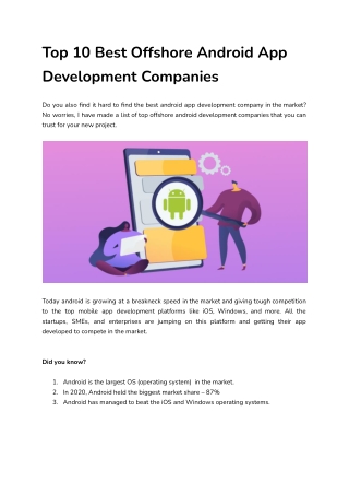 Top 10 Best Offshore Android App Development Companies