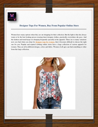 Designer Tops For Women, Buy From Popular Online Store