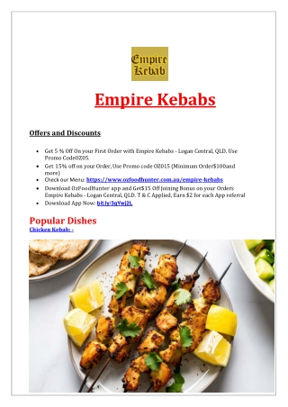 5% Off - Empire Kebabs And Burgers Logan Central Menu, QLD