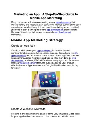 Marketing an App  A Step-By-Step Guide to Mobile App Marketing