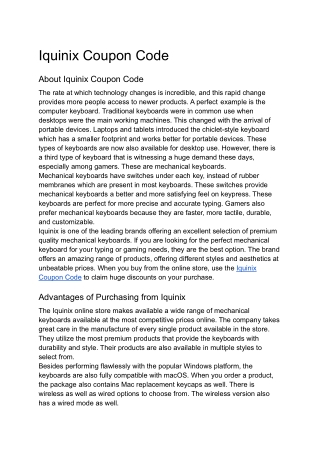 Iquinix Coupon Code
