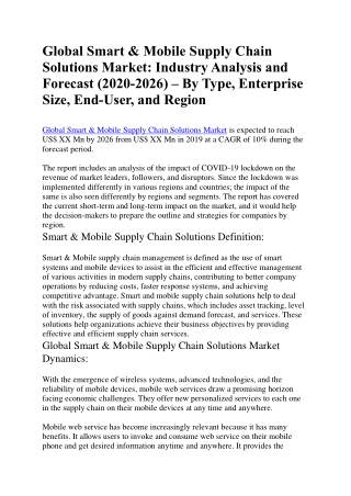 Global Smart & Mobile Supply Chain Solutions Market