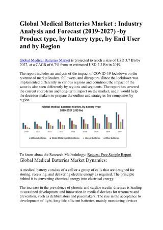 Global Medical Batteries Market