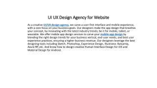 UI UX Design Agency for Website