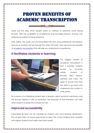 Proven Benefits Of Academic Transcription