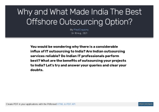 Why and What Made India The Best Offshore Outsourcing Option?