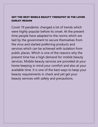 The best Mobile Beauty Therapist in Lower Earley