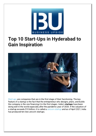 1 Top 10 StartUps in Hyderabad to Gain Inspiration