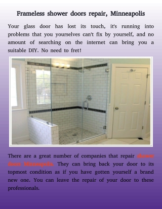 glass shower doors installation and repairs in Minneapolis