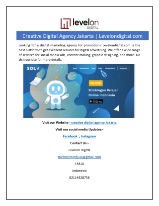 Creative Digital Agency Jakarta | Levelondigital.com