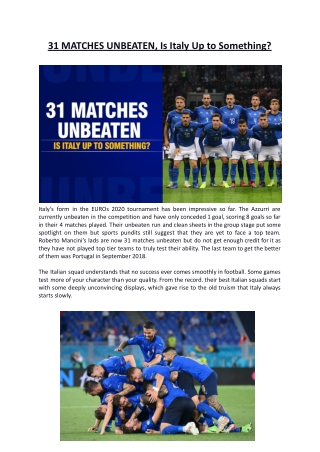 Italy Unbeaten Run
