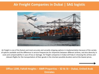 Air Freight Companies in Dubai-SAG logistic