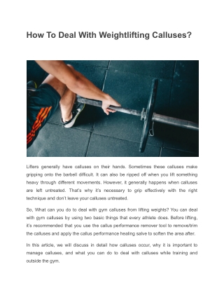 How To Deal With Weightlifting Calluses
