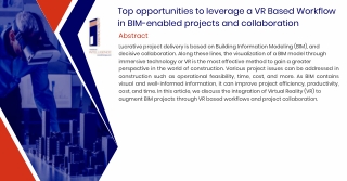 Top opportunities to leverage a VR Based Workflow in BIM-enabled projects and co