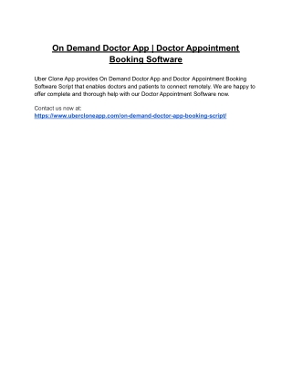 On Demand Doctor App | Doctor Appointment Booking Software
