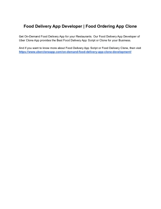 Food Delivery App Developer | Food Ordering App Clone
