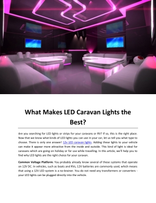 What Makes LED Caravan Lights the Best