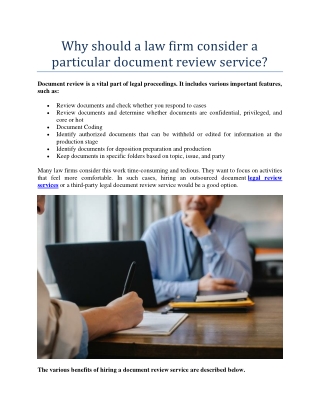 Why should a law firm consider a particular document review service