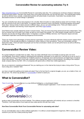 ConversioBot Review for automating sites Try It