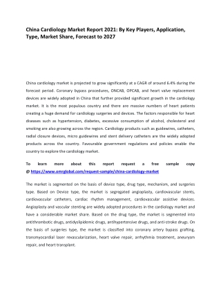 China Cardiology Market Report 2021