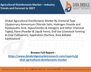 Global Agricultural Disinfectants Market – Industry Trends and Forecast to 2027