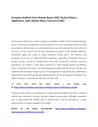 European Artificial Tears Market Report 2021
