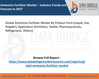 Global Ammonia Fertilizer Market – Industry Trends and Forecast to 2027