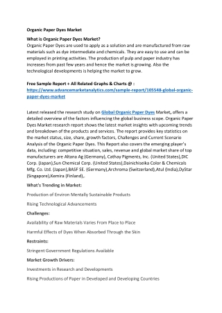 Organic Paper Dyes Market