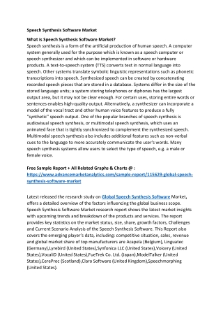 Speech Synthesis Software Market