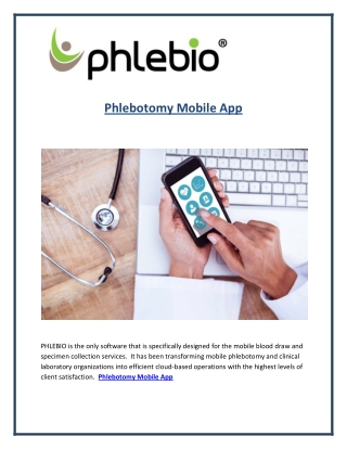 Phlebotomy Mobile App
