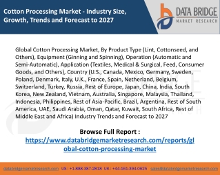Global Cotton Processing Market – Industry Trends and Forecast to 2027