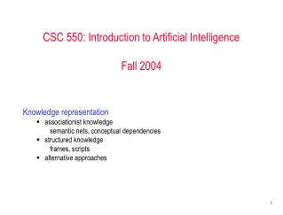 CSC 550: Introduction to Artificial Intelligence Fall 2004