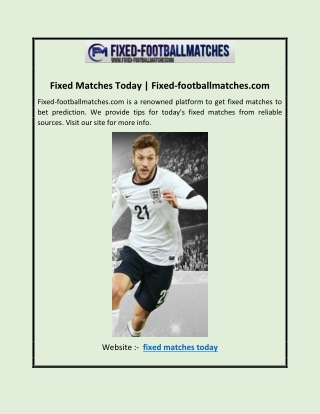 Fixed Matches Today | Fixed-footballmatches.com