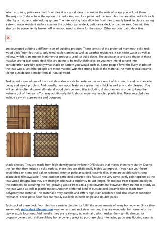 What the Heck Is best quality patio deck tiles prices?